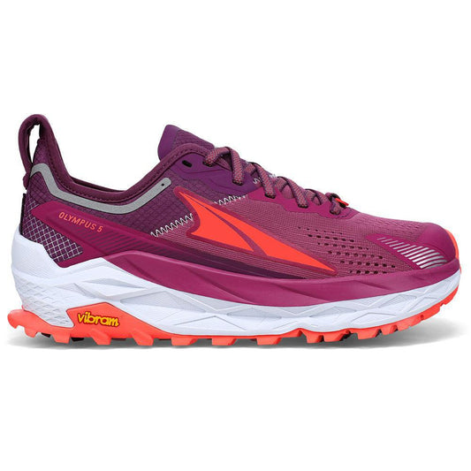 Women's Altra Olympus 5, Purple/Orange, 7.5 B Medium