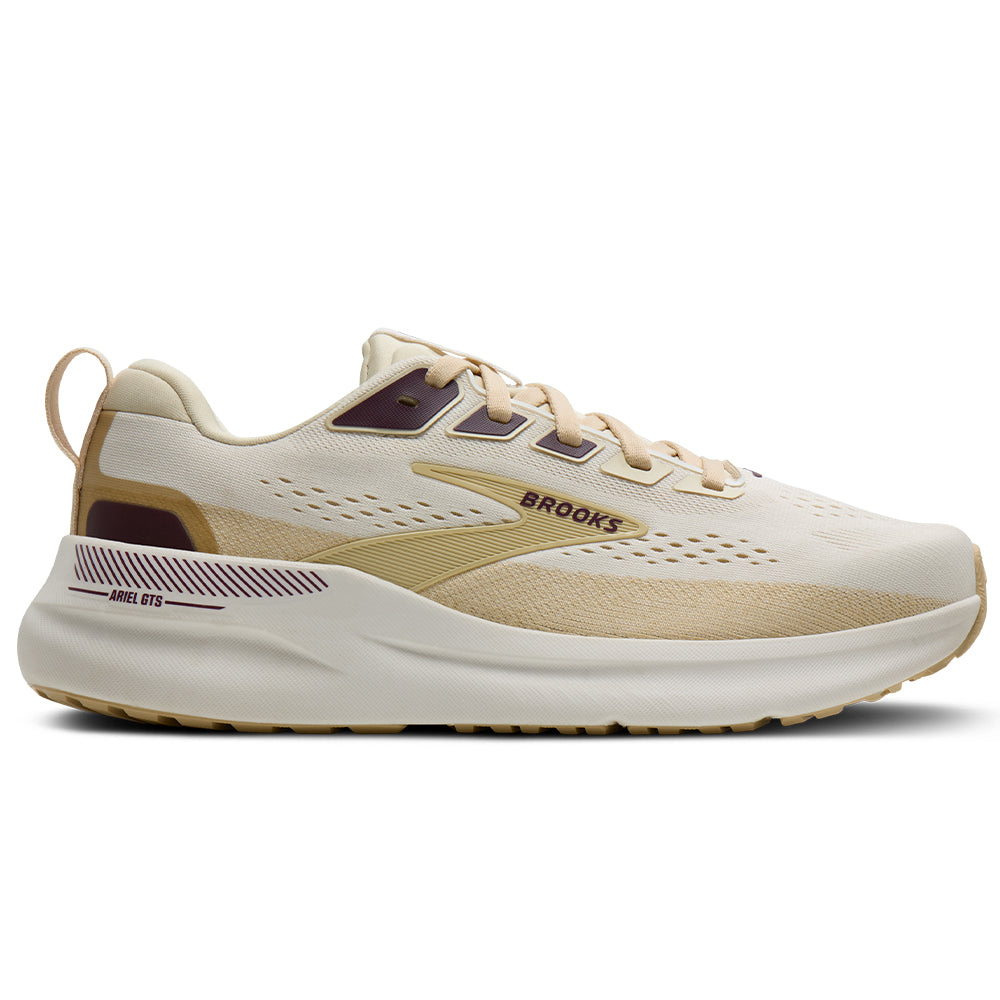 Women's Brooks Ariel GTS 26, Coconut/Sand/Potent Purple, 8 D Wide