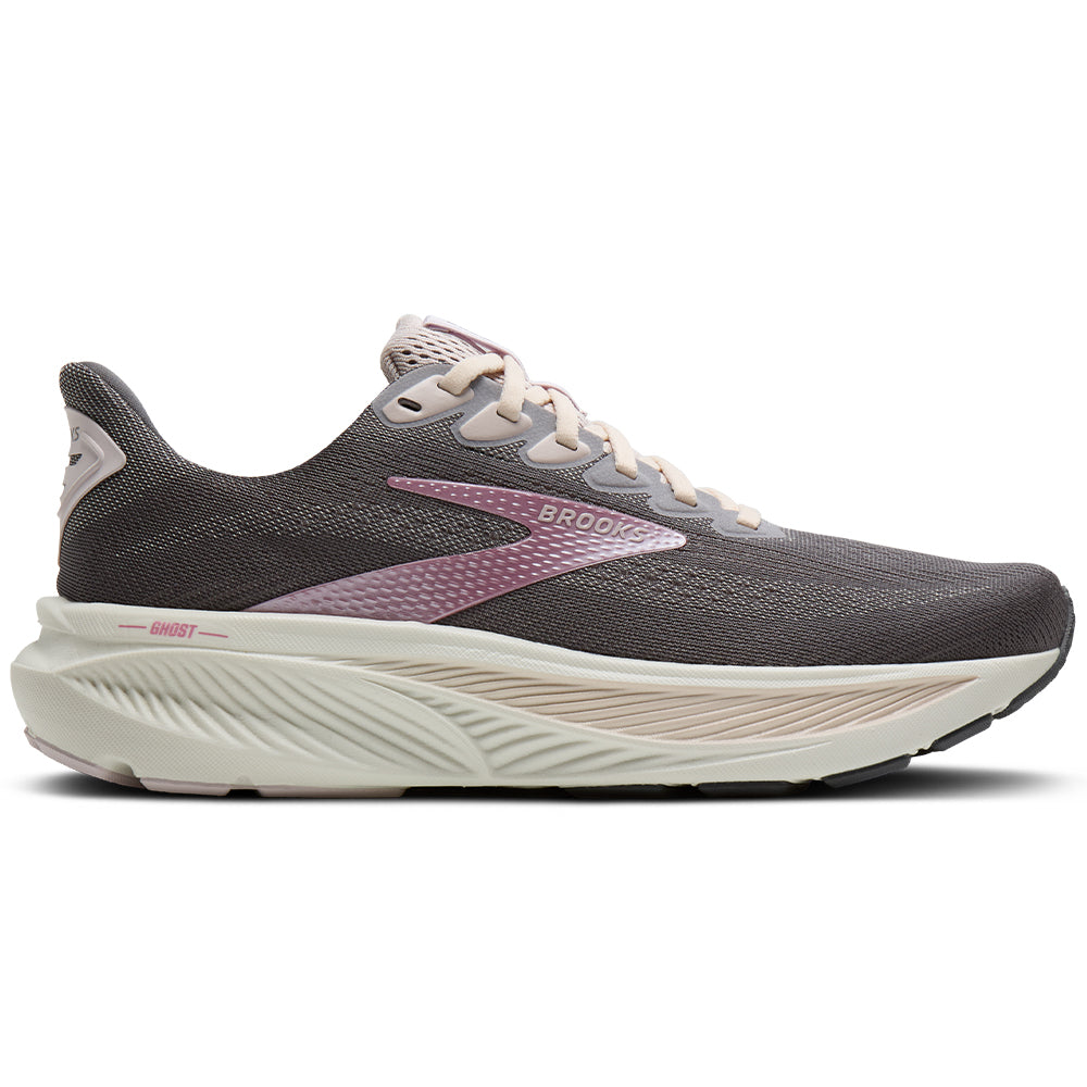 Women's Brooks Ghost 17, Poppy Seed/Pink/Bluewash, 6.5 B Medium