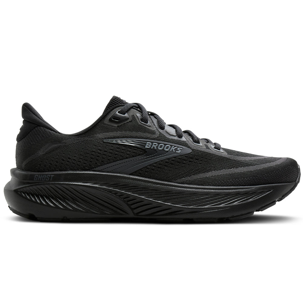 Women's Brooks Ghost 18, Black/Black/Ebony, 8 B Medium