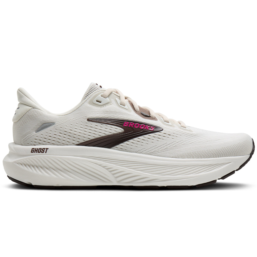 Women's Brooks Ghost 18, Coconut/Coffee/Fuchsia, 7.5 B Medium