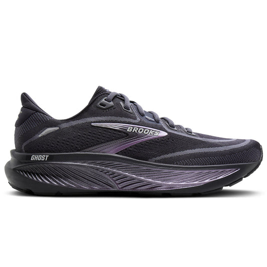 Women's Brooks Ghost 18, Ebony/Folkstone/Metallic, 12 D Wide