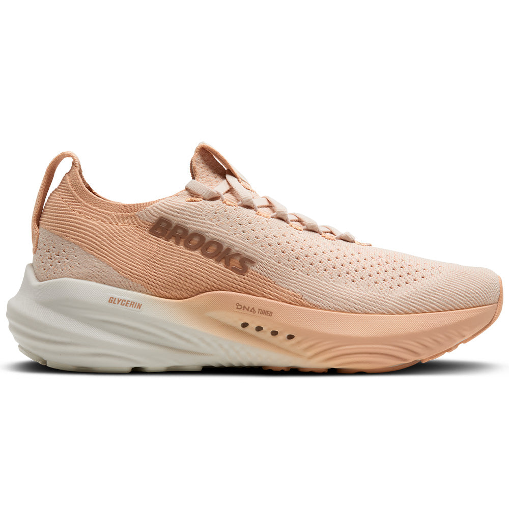 Women's Brooks Glycerin StealthFit 22, Almond Peach/Almond/Portabella, 5.5 B Medium