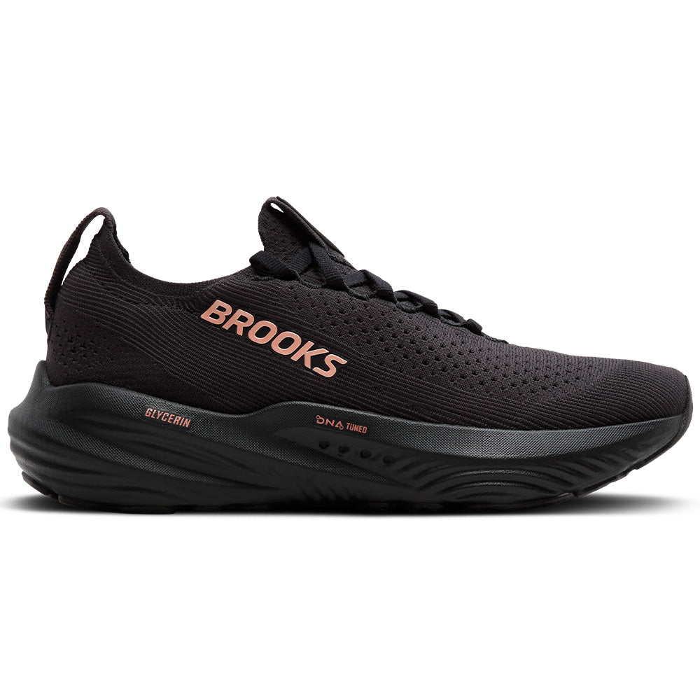 Women's Brooks Glycerin StealthFit 22, Black/Grey/Rose Gold, 5 B Medium