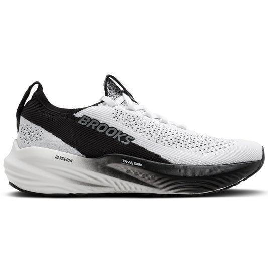 Women's Brooks Glycerin StealthFit 22, White/Grey/Black, 6 B Medium