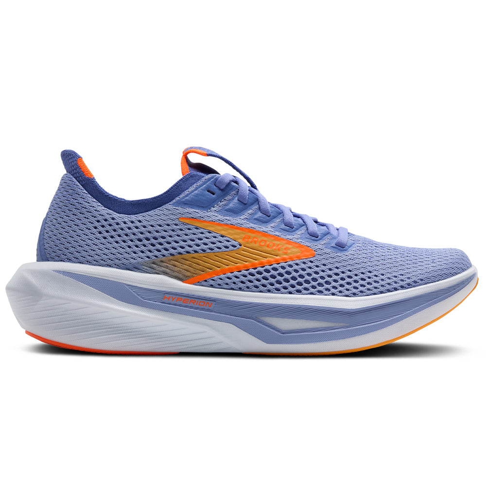 Women's Brooks Hyperion 3, Blue Heron/Orange/White, 10 B Medium