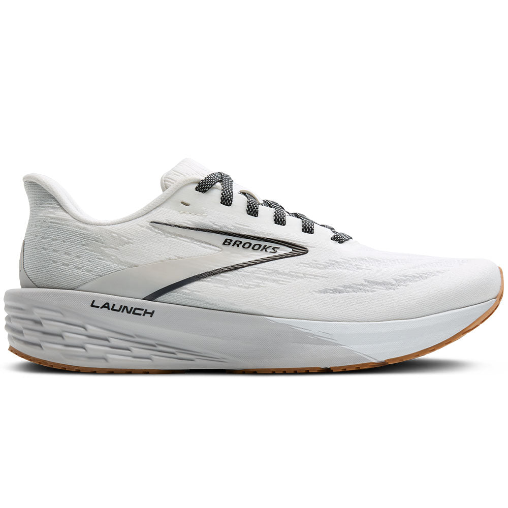 Men's Brooks Launch 11, White/Grey/Black, 12.5 D Medium