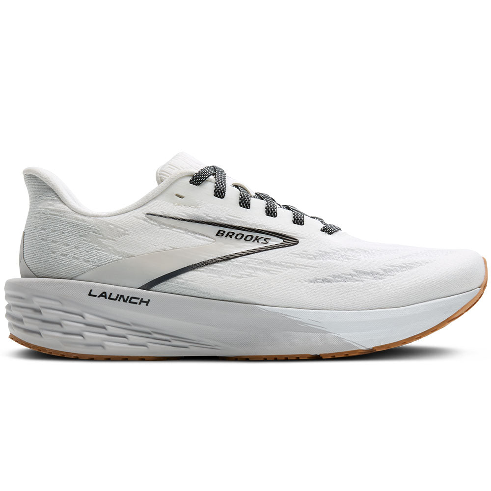 Womens Brooks Launch 11, White/Grey/Black, 5 B Medium