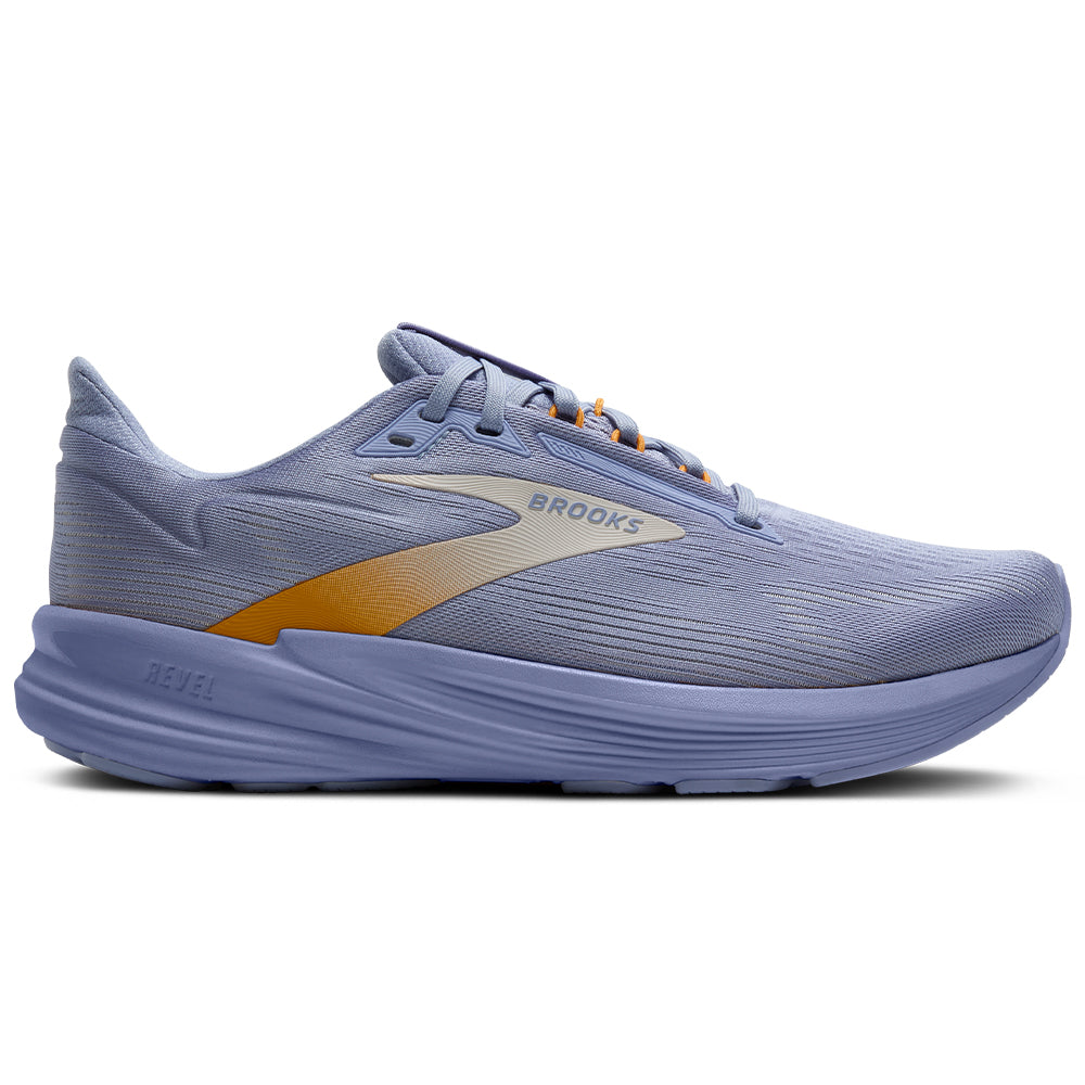 Women's Brooks Revel 8, Blue Heron/Coconut/Orange, 6 B Medium