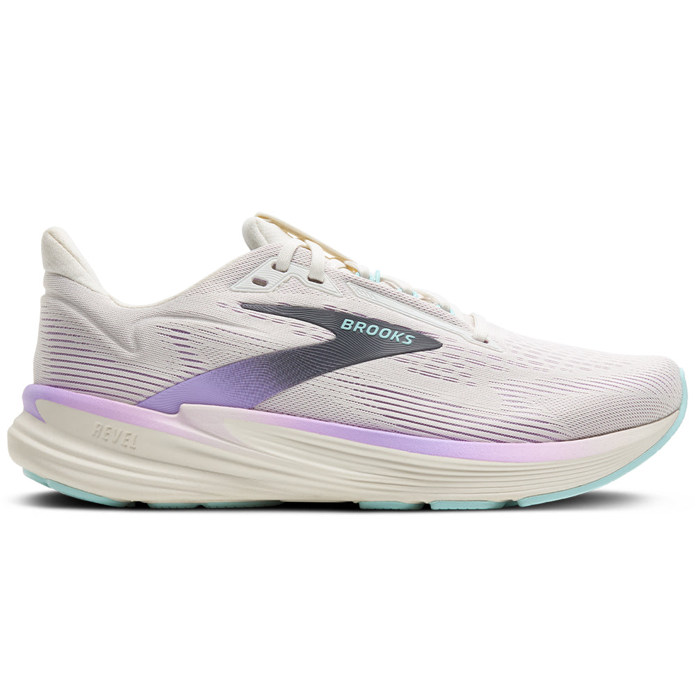 Women's Brooks Revel 8, Coconut/Purple Rose/Clearwater, 7.5 B Medium