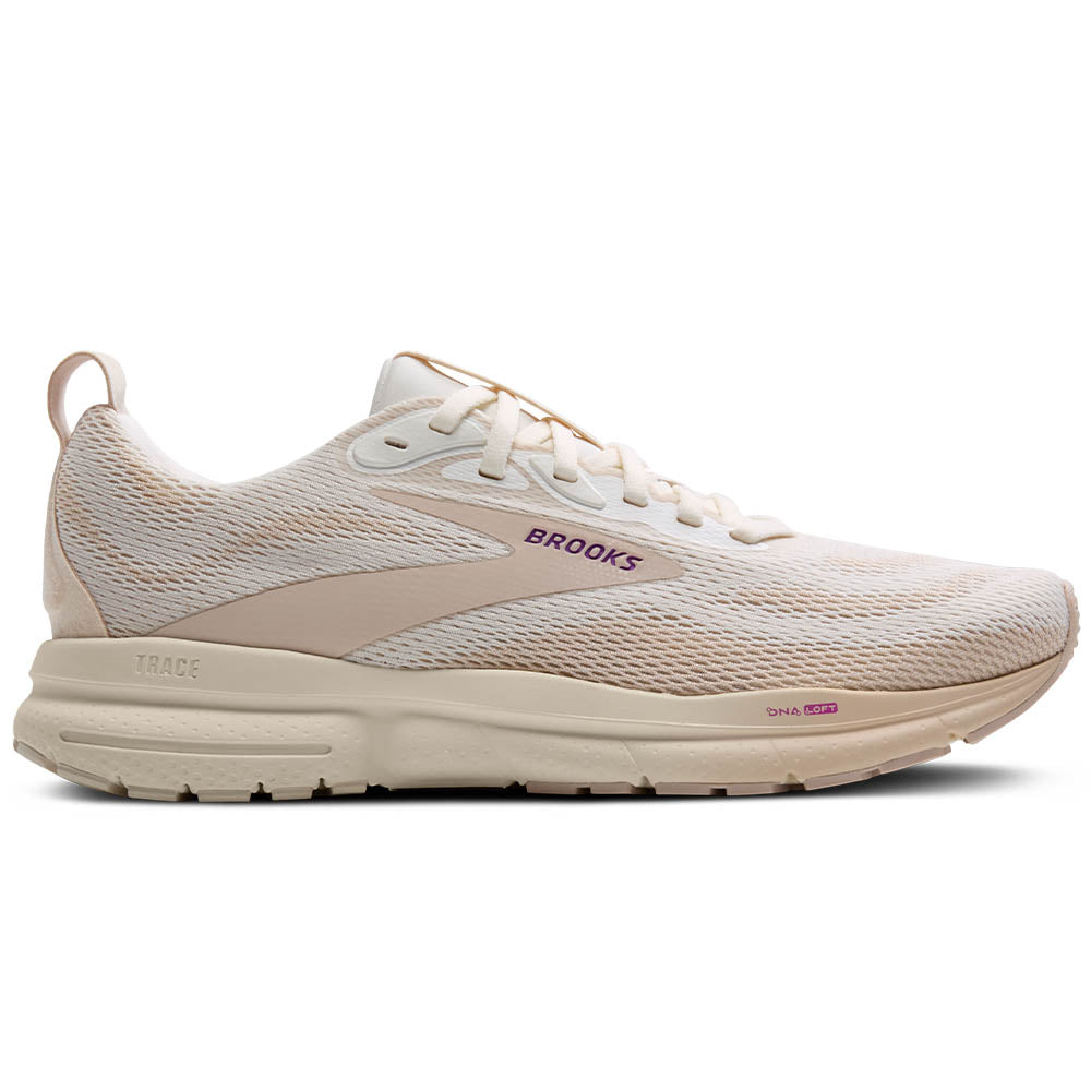 Women's Brooks Trace 4, Coconut Milk/Almond/Purple, 8.5 B Medium