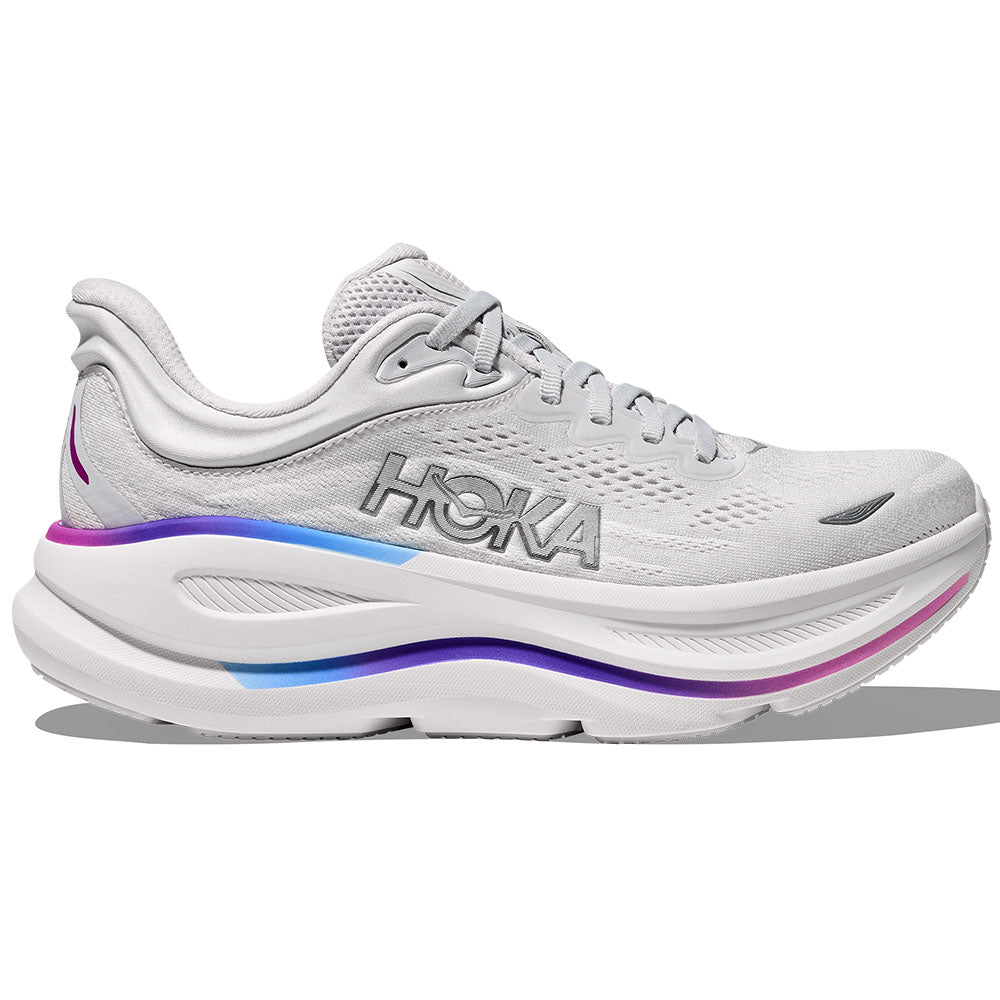Women's Hoka Bondi 9, Cosmic Grey/White, 10 D Wide