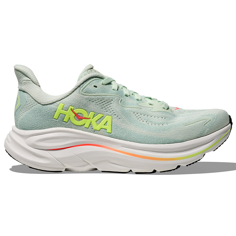 Women's Hoka Clifton 10, Sea Glass/Neon Flame, 10.5 B Medium
