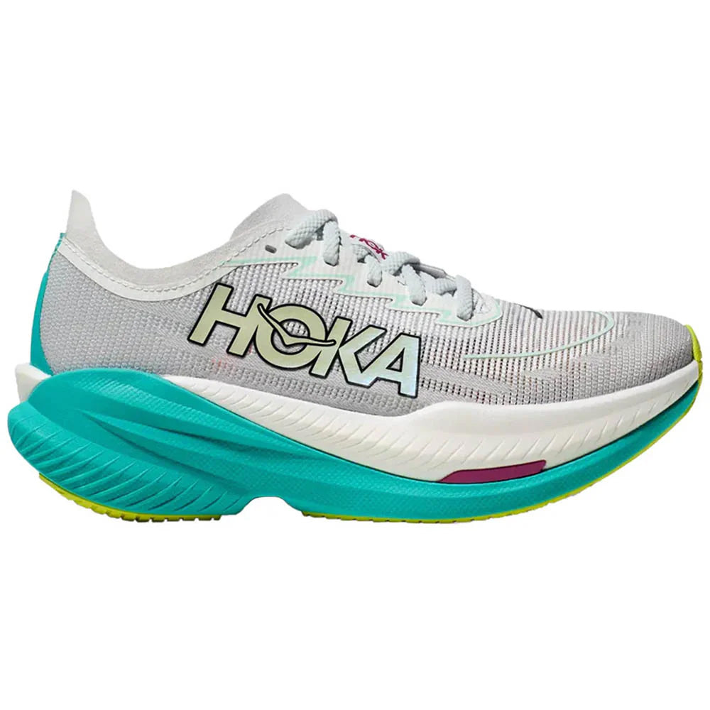 Womens Hoka Mach X 2, Frost/Electric Aqua, 8 B Medium