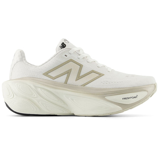 Women's New Balance Fresh Foam X More v5, White/Sea Salt/Light Gold Metallic, 10 2E Extra Wide
