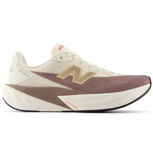 Women's New Balance FuelCell Rebel v5, Angora/Earth Shadow/Sea Salt, 8 B Medium