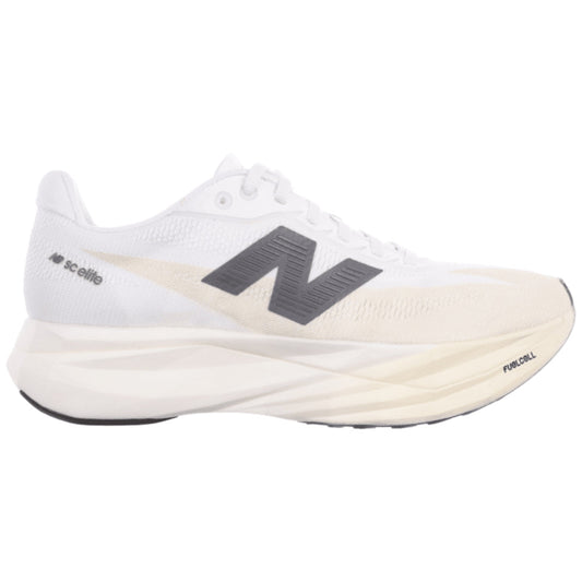 Women's New Balance FuelCell SuperComp Elite v5, Linen/White/Gold Metallic, 9.5 B Medium