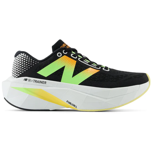 Women's New Balance FuelCell SuperComp Trainer v3, Black/Phantom/Bleached Lime Glo/White Peach, 8.5 B Medium