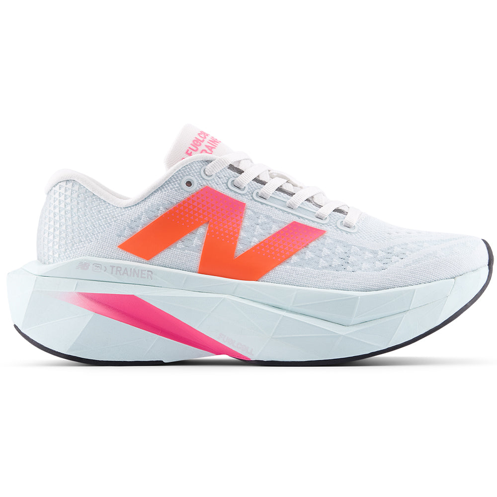 Women's New Balance FuelCell SuperComp Trainer v3, Glint Blue/Daybreak, 8 B Medium