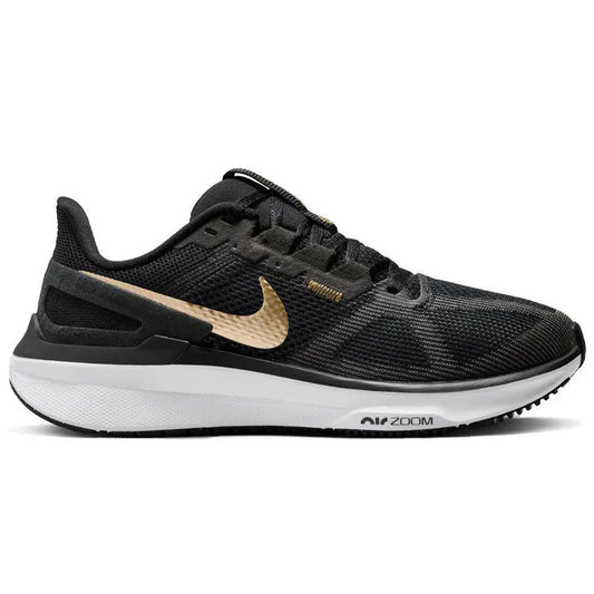 Womens Nike Structure 25, Black/Metallic Gold/White/Dk Smoke Grey, 11 B Medium