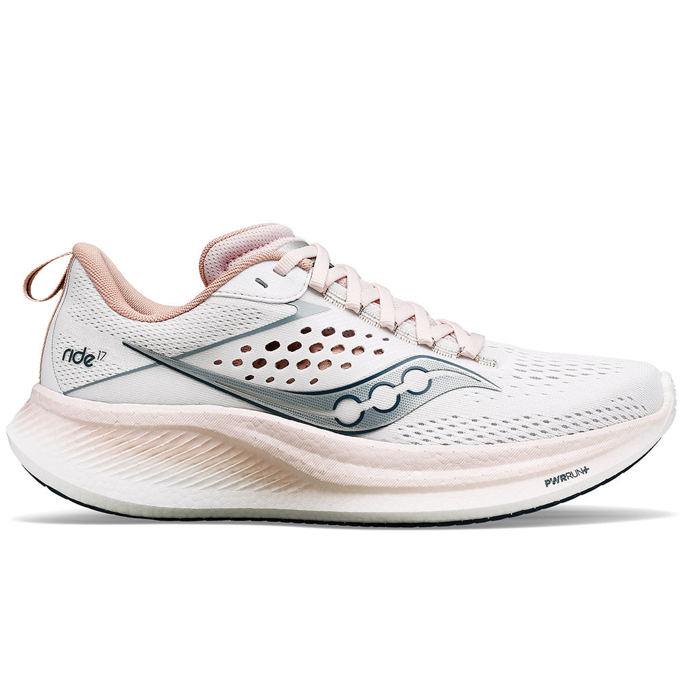 Women's Saucony Ride 17, White/Lotus, 9 B Medium