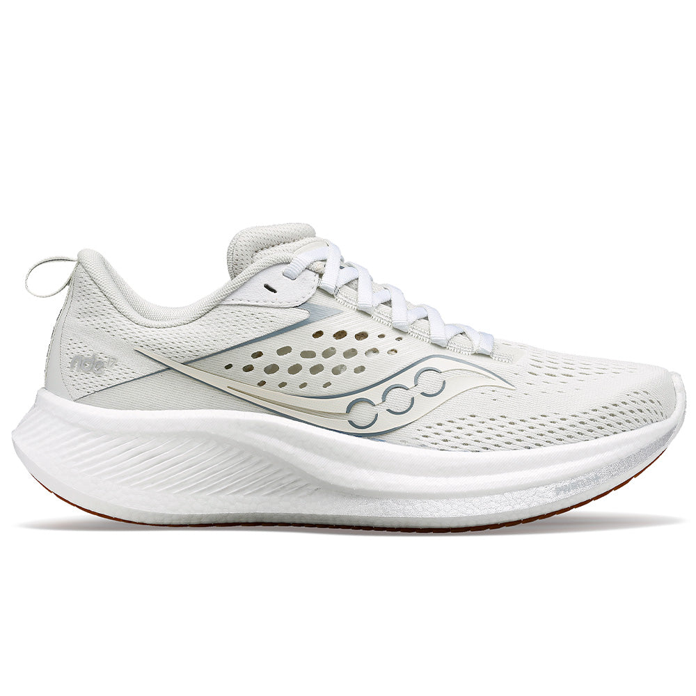 Womens Saucony Ride 17, Pearl/Gum, 7.5 B Medium