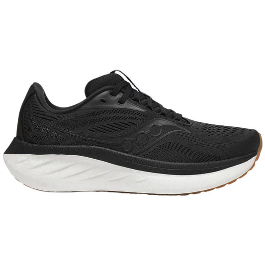 Womens Saucony Ride 18, Black/Gum, 8 B Medium