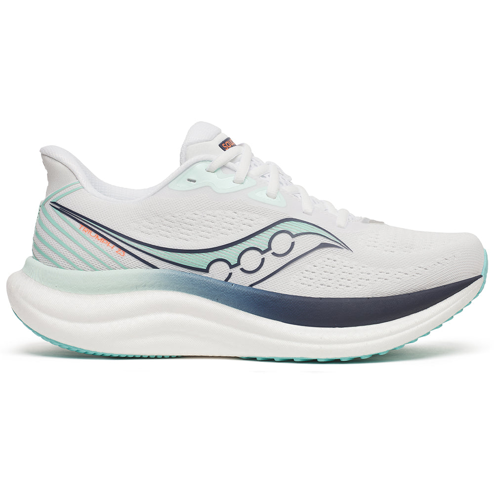 Women's Saucony Triumph 23, White/Navy, 9.5 B Medium