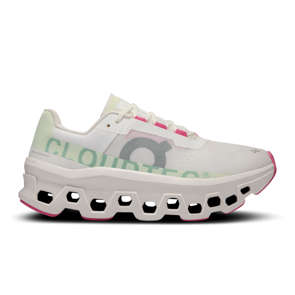 Women's On Cloudmonster, White/Lima, 7 B Medium