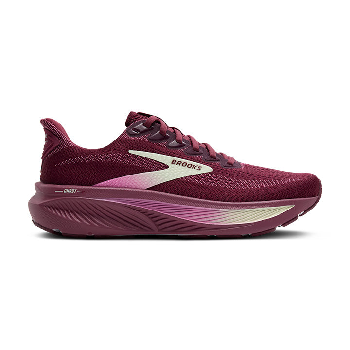Womens Brooks Ghost 17, Burgundy/Pink/Green, 6.5 B Medium