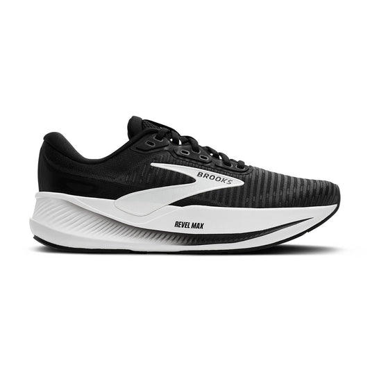 Women's Brooks Revel Max, Black/Grey/White, 7 B Medium