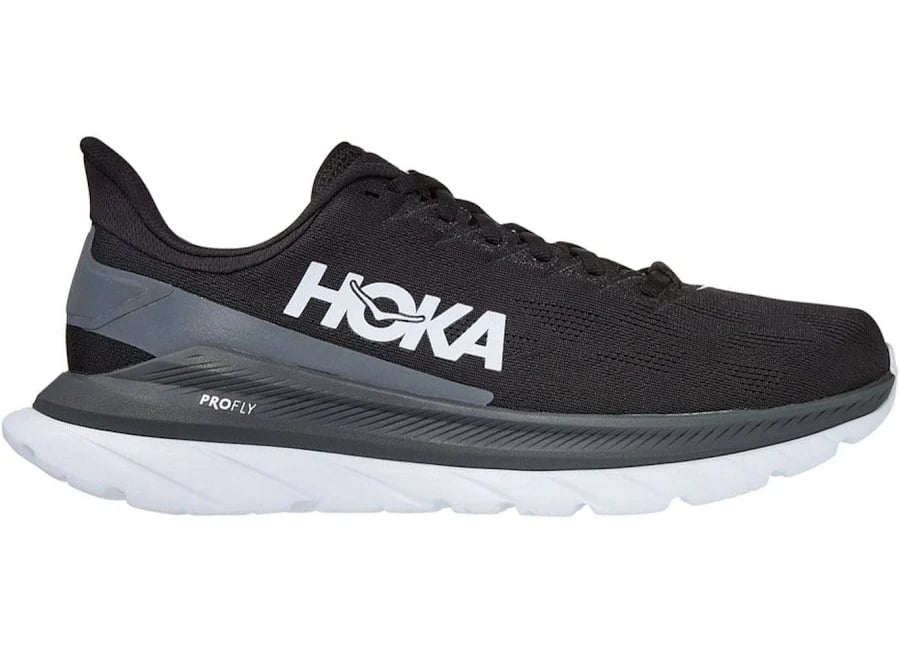 Men's Hoka Mach 4, Black/Dark Shadow, 7 D Medium