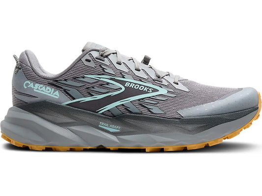 Men's Brooks Cascadia 19, Alloy/Ebony/Orange, 7 D Medium