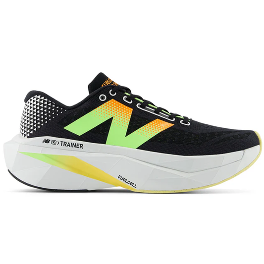 Men's New Balance FuelCell SuperComp Trainer v3, Black/Phantom/Bleached Lime Glo, 12 D Medium