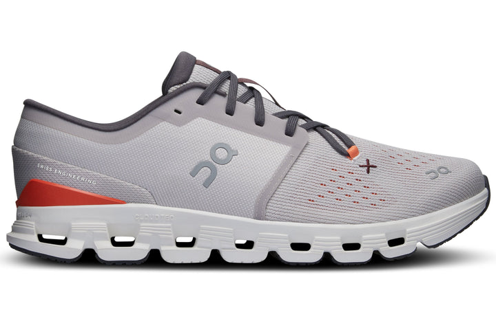 Mens On Cloud X 4, Silver/Flame, 12 D Medium