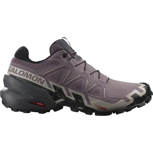Women's Salomon Speedcross 6, Moonscape/Black/Ashes Of Roses, 11 B Medium