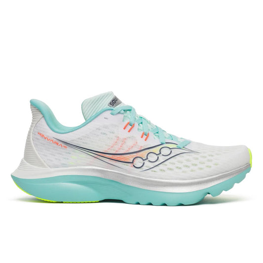 Women's Saucony Kinvara 16, White/Aqua, 7 B Medium