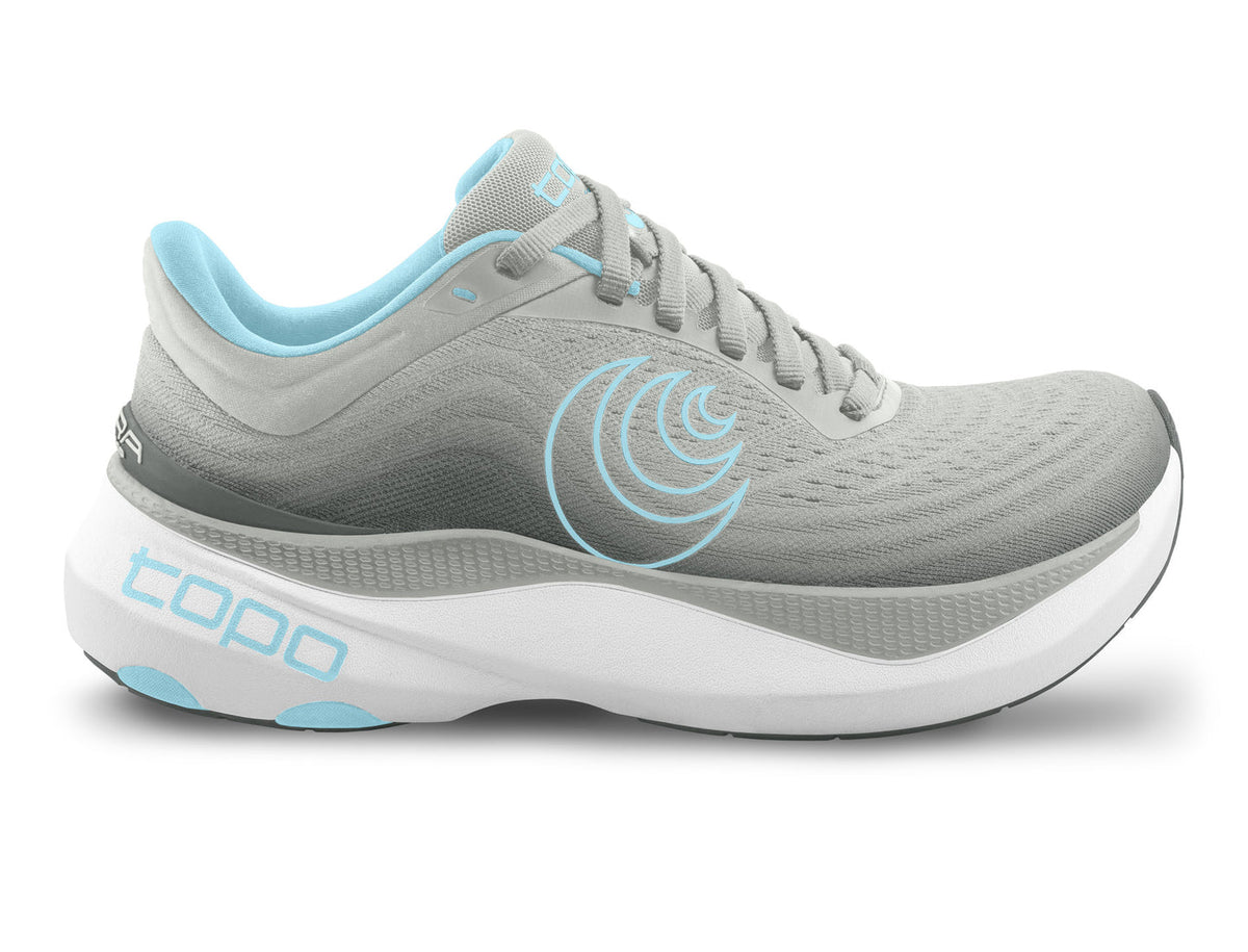 Women's Topo Athletic Aura, Grey/Blue, 8 B Medium