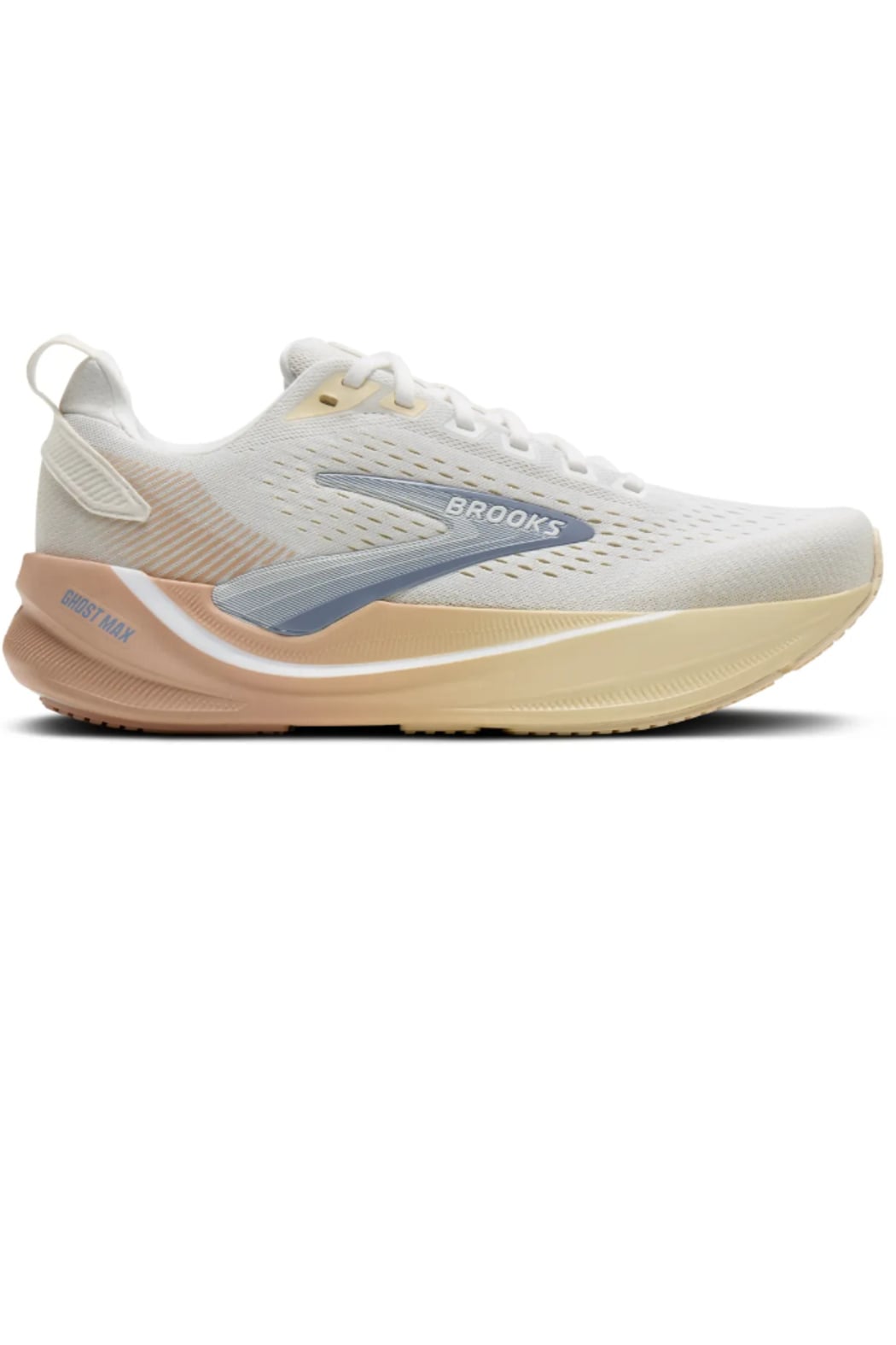 Women's Brooks Ghost Max 4, White/Rose/Rutabaga, 6 D Wide